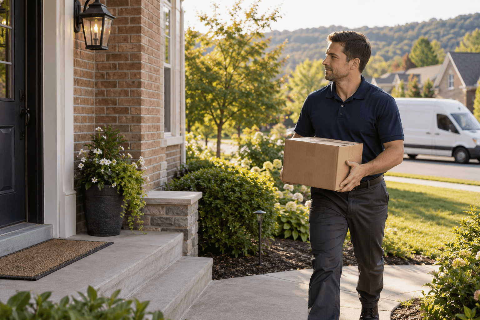 Illustrative scene of delivery and transportation work